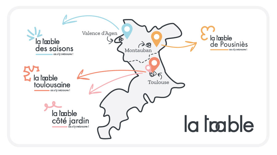 Implantations géographiques des établissements liés à la taable (carte)