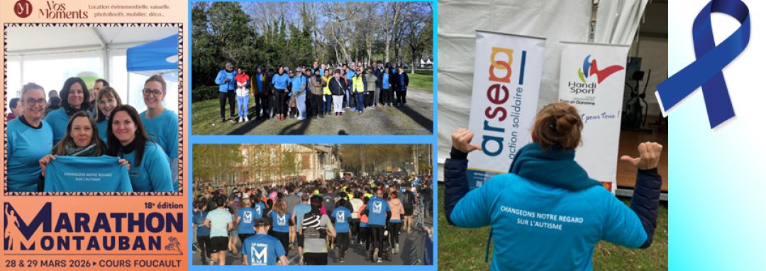 Bandeau de photos montrant les équipes, professionnels et bénéficiaires inscris sur cette journée Mondiale de sensibilisation à l'Autisme